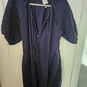 Knox Rose Navy Textured Dress with Embellished Neckline